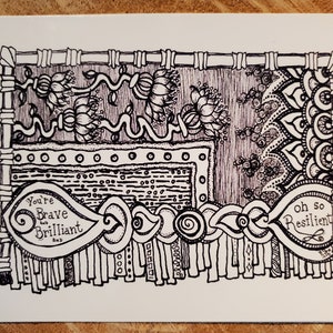 Inspirerende kaart | Originele Pen & Ink Tekening - Oh Zo veerkrachtig