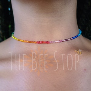 Alignment~》Choker Necklace | Beaded | Dainty | Colorful | Rainbow | Stainless Steel |