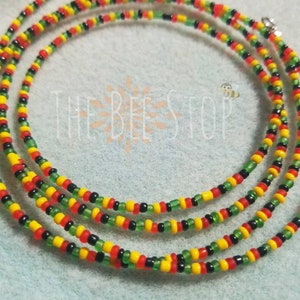 Rasta Girl ~》Waist Beads | Stainless Steel Clasp | Belly Beads | Belly Chain | Body Jewelry | Waistlet| HANDMADE TO ORDER