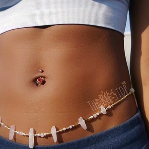 Venusian Woman ~》Waist Beads | Rose Quartz Gemstone | Stainless Steel Clasp | Crystal Waist beads | HANDMADE TO ORDER