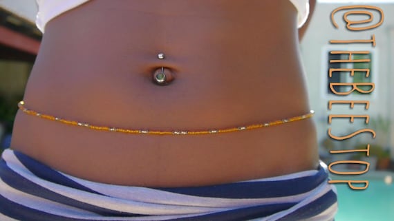 Tiger Vibes waist Beads Stainless Steel Clasp Orange Gold Belly Beads Belly Chain Body Jewelry Waistlet HANDMADE TO ORDER Etsy