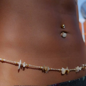 Seaside ~》Waist Beads | Seashell | Stainless Steel Clasp | Belly Beads | Belly Chain | Body Jewelry | Waistlet| HANDMADE TO ORDER