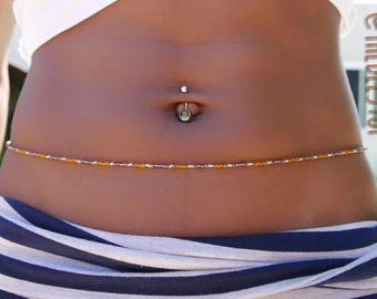 Autumn ~》Waist Beads | Stainless Steel Clasp | Belly Beads | Belly Chain | Body Jewelry |  Waistlet| HANDMADE TO ORDER