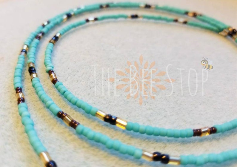 Belly Beads Turquoise Black Stainless Steel Clasp Grand Rising ~\u300bWaist Beads Belly Chain Gold Brown Body Jewelry Waistlet