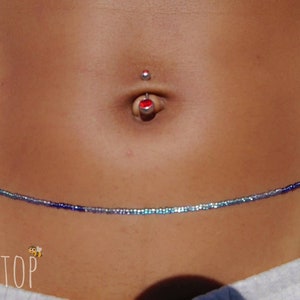 Something Blue~》Waist Beads | Stainless Steel Clasp | Belly Beads | Belly Chain | Body Jewelry |  Waistlet| HANDMADE TO ORDER