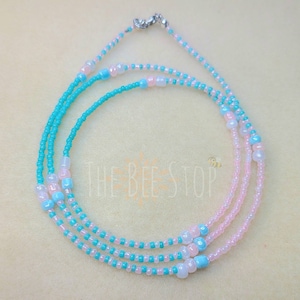 Cotton Candy ~》Waist Beads | Stainless Steel Clasp | Belly Beads | Belly Chain | Body Jewelry | HANDMADE TO ORDER