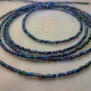 Intergalactic Black ~》Waist Beads | Stainless Steel Clasp | Adjustable | Rainbow Black Waist Beads | Body Jewelry | HANDMADE TO ORDER