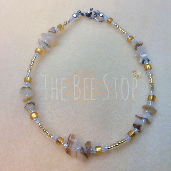 Seaside ~》Anklets | Mother of Pearl Seashells | Stainless Steel Clasp