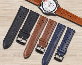 Men's Genuine Leather Women's Watch Strap Handmade Genuine Leather Vintage Wrist Band 18MM 20MM 22MM 24MM Black/Brown/Tan/Blue