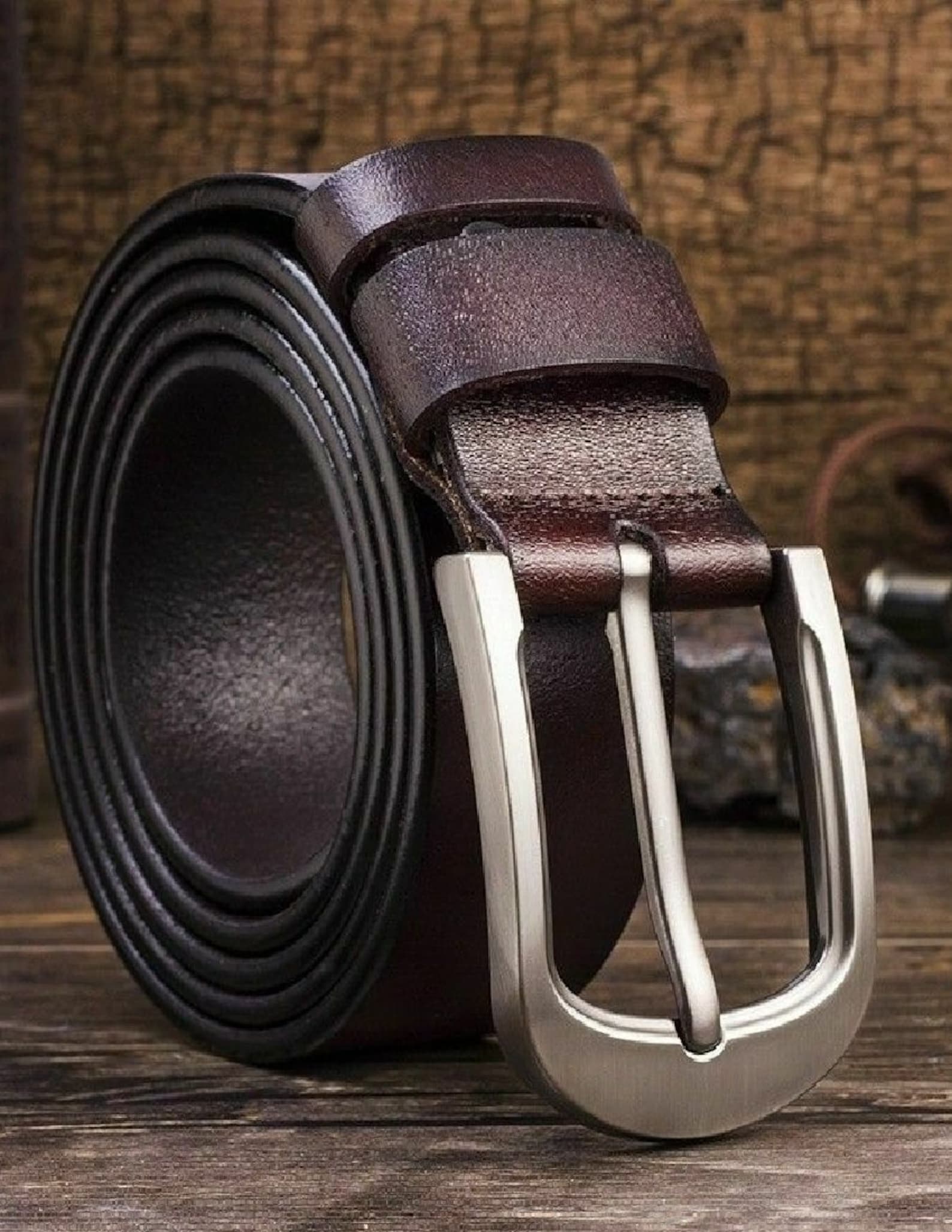 Mens leather belt belts genuine full grain with solid pin etsy uk