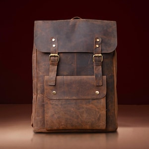Vintage Leather Backpack Brown Leather Backpack, Rucksack Men Leather Backpack Hipster Backpack Travel Backpack Christmas Gift