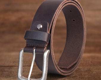 Men’s Top Grain Leather Belts Casual Jeans Solid Belts for Men 1.5inch Width Black Brown Tan Jeans High Quality Buckle UK seller