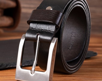 Leather Belts mens Real Genuine square Buckle Trouser Sizes Brown Black Jeans High Quality 38 mm width # 100% Leather# 1st CLASS P&P