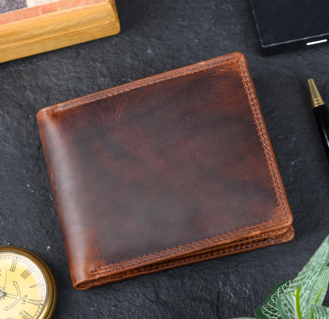Mens Leather Wallets 100 Percentage Genuine Bifold Hand Made Hand Stitched Card Holder Premium