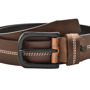 Cinturones de cuero genuino para hombre con hebilla clásica premium para jeans y ropa formal (incluido en caja de regalo) # 100% cuero # 1.ª CLASE P&P