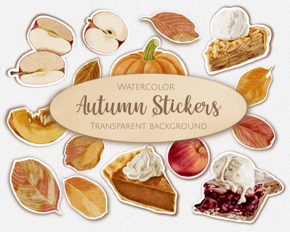 Autumn Printable Stickers Transparent Background Sticker Pack - Etsy