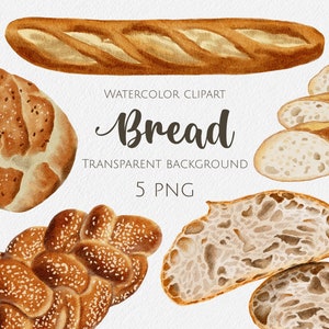 Clipart acquerello Pane Sfondo trasparente Download digitale Elementi Scrapbook Clipart di cottura