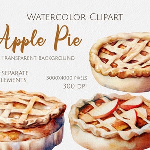 Watercolor clipart Watercolor illustration Apple pie clipart Thanksgiving Png