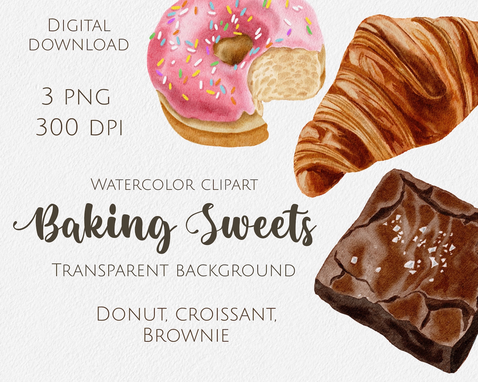 Watercolor Clipart Baking Clipart Digital Download Transparent ...