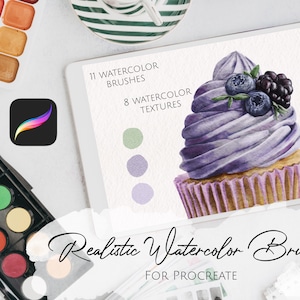 Waterverfpenselen voor Procreate Realistische aquarelpenselen Aquarelpenseelset Digitaal tekenen Digitaal schilderen Papiertexturen Procreate