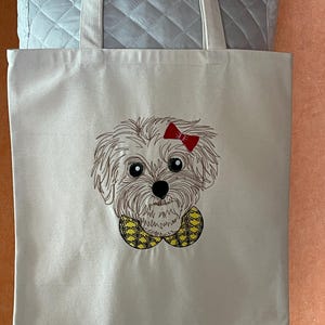Shopping bag // Grocery bag // Tote bag // Cotton canvas bag with embroidery pattern