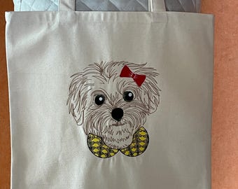 Shopping bag // Grocery bag // Tote bag // Cotton canvas bag with embroidered design