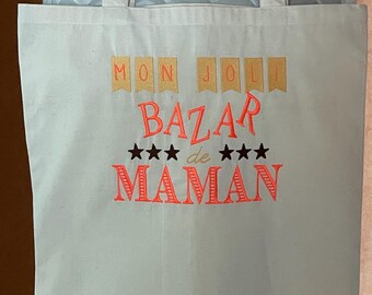 Shopping bag // Grocery bag // Tote bag // Cotton canvas bag with embroidered design