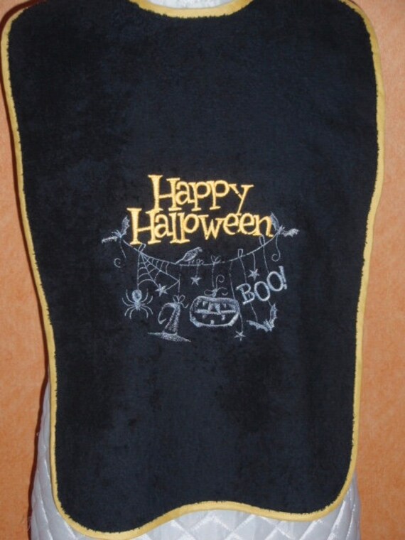 Adult bib adult Bavette table towel custom adult Protection Broderie machine Happy Halloween