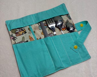 Cutlery pouch + Cloth napkin // Cutlery carrying pouch // Cutlery storage pouch // Portable cutlery case