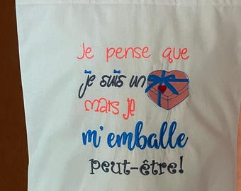 Shopping bag // Grocery bag // Tote bag // Cotton canvas bag with embroidered design