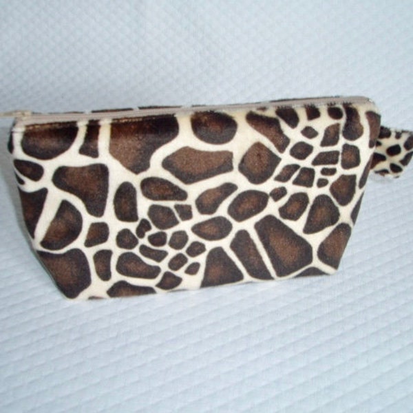 Trousse de toilette pour femme //Rangement articles  de toilette//Trousse accessoires  femme//Tissu fausse fourrure girafe