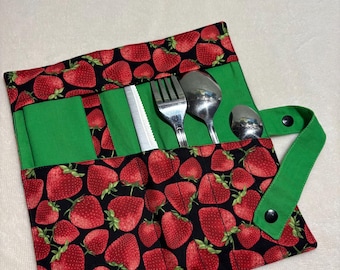 Cutlery pouch + Cloth napkin // Portable cutlery case// Cutlery carrying pouch // Cutlery organizer pouch // Meal kit