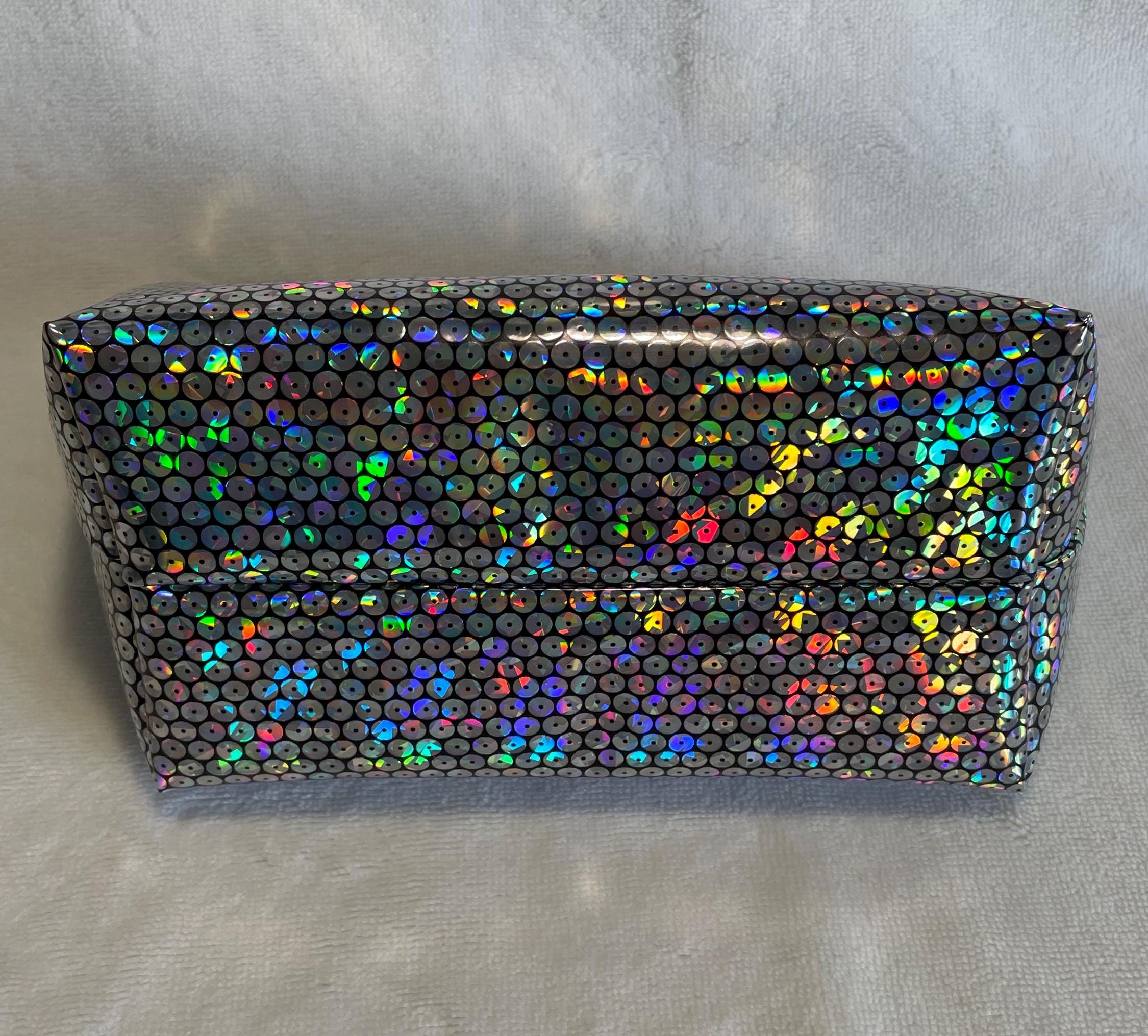 Glitter Makeup Bag // Women's Glitter Bag // Cosmetic and Toiletry Storage  // Smooth Glitter Polyester Bag - Etsy Israel, image size:2250x2031