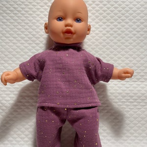 Doll clothing // T-shirt and straight pants set in double gauze fabric for baby or doll // Baby doll clothing