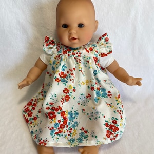 Doll garment // Flared flower dress with floating sleeves //Printed fabric dress // Doll dress