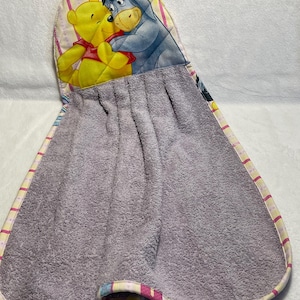 Hand towel with sponge hanging ring // Kitchen sponge dishcloth // Cotton sponge kitchen dishcloth