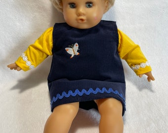 42 cm doll clothing // Set sold with pinafore dress and t-shirt