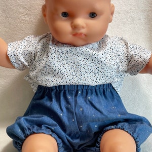 Doll clothes // Bloomer panties for doll // Short panties denim fabric mini polka dots