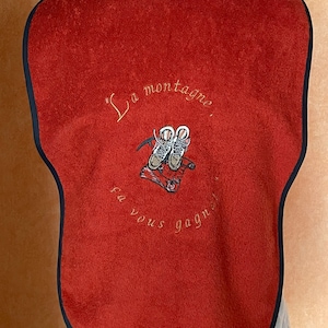 Adult bib in cotton terry cloth // Adult napkin // Personalized table protector with text and pattern