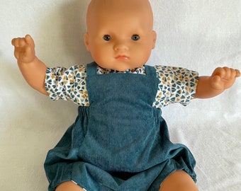 Doll or baby garment // Puffed bubbler with straps for baby or doll made of velvet cotton fabric