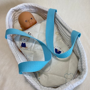Mini berço para boneca // Mini cama para boneca // Mini berço para boneca e boneca de 20 cm // Mini berço para boneca em tecido de algodão acolchoado