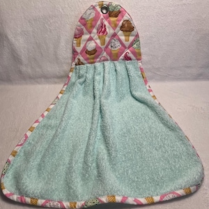 Hand towel with hanging ring in cotton terry // Kitchen towel in terry // Kitchen dishcloth