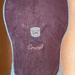 Adult bib in cotton terry cloth // Adult napkin // Personalized table protector with text and machine embroidery
