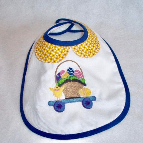 Bavoir Bébé -Bavoir Enfant-Bavoir Coton Doublé Éponge-Personnalisé Col Claudine Panier d'oeufs de Pâ