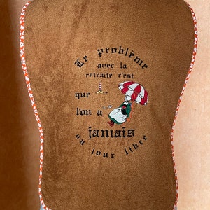 Adult bib in cotton terry cloth // Adult napkin // Personalized table protector with text and machine embroidery