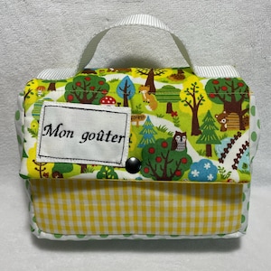 Sac à goûter // Sac alimentaire pour enfant // Panier enfant // Sac doudou pour enfant "MON  GOÛTER  "