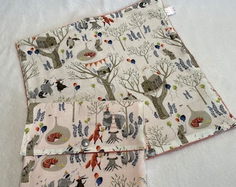 Serviette de table tissu avec pochette/ Serviette cantine enfant/ Serviette maternelle/ Serviette éponge et coton/ Serviette avec pochette