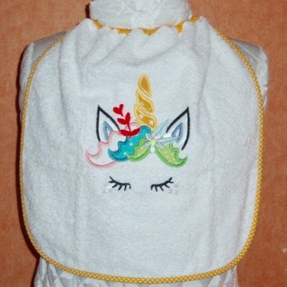 Serviette Enfant Élastique//Bavoir Maternelle//Grand Bavoir Enfant//Tissu Éponge Blanche Broderie Ap