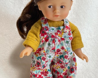 Doll clothing // Two-piece set in floral cotton fabric // Mini baby doll or 20cm doll clothes.