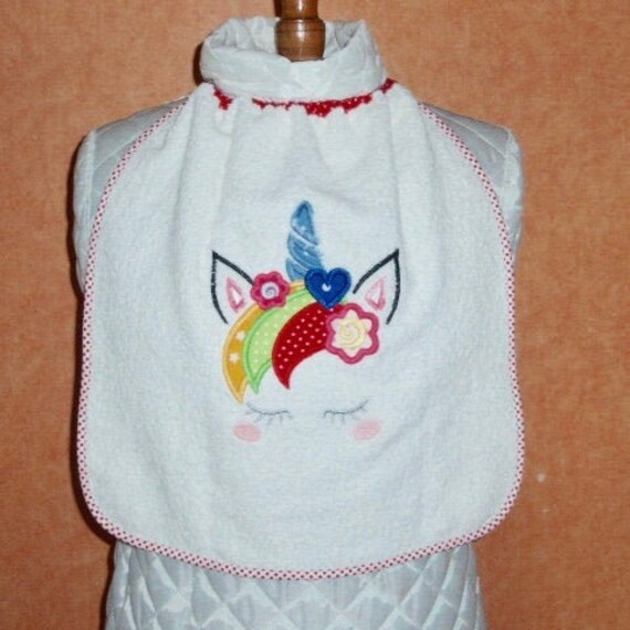 Bavoir Enfant Élastique/Bavoir École Maternelle//Grand Bavoir Enfant//Tissu Éponge Blanche Broderie 